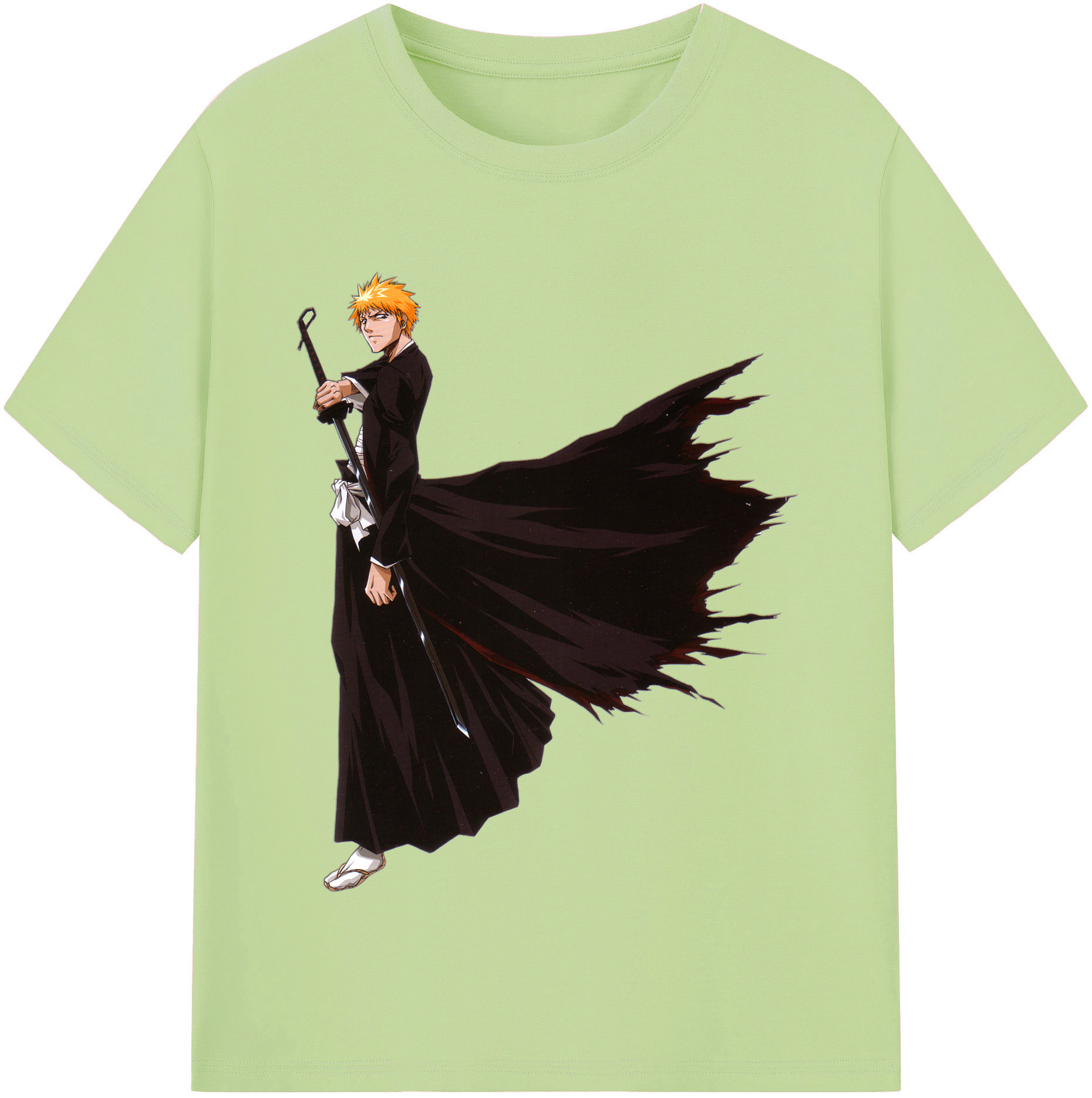 （画像用） ブリーチ 黒崎一護（くろさき いちご）BLEACH Kurosaki Ichigo 綿100％半袖Tシャツ（フロントプリント）